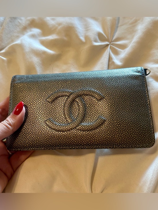 CHANEL Handbags - CHANEL Textured Black Crossbody Bag with Silver Chain